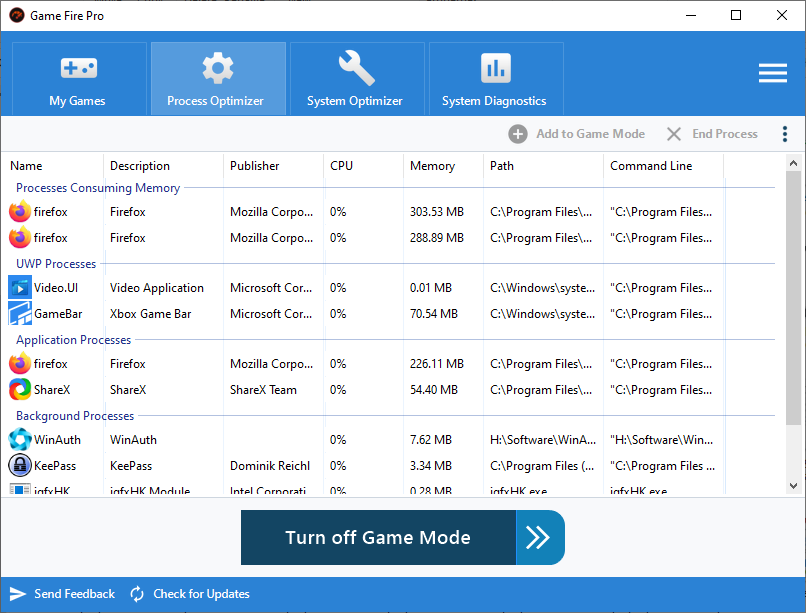 Game Fire - Process Optimizer